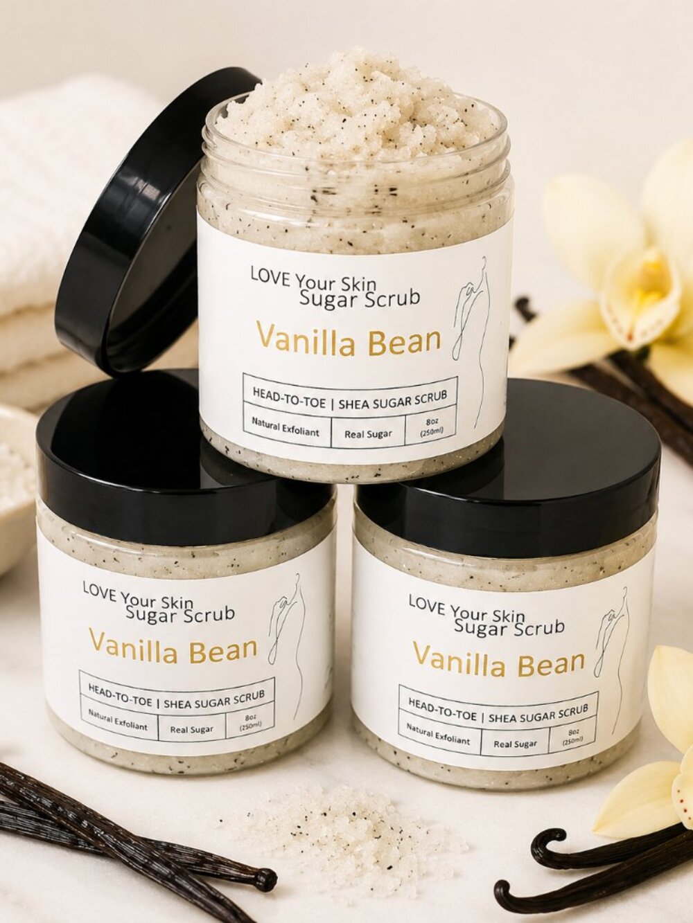 Shea Sugar Scrub Sugar Scrub for Glowing Skin | 8oz | Vanilla Bean